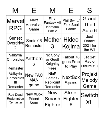LouffeVC and the Memeteam E3 Bingo (BETA) Bingo Card
