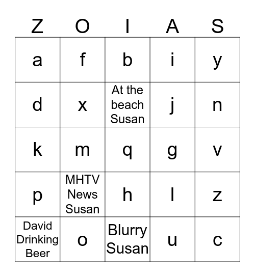 ZOIA BINGO! Bingo Card