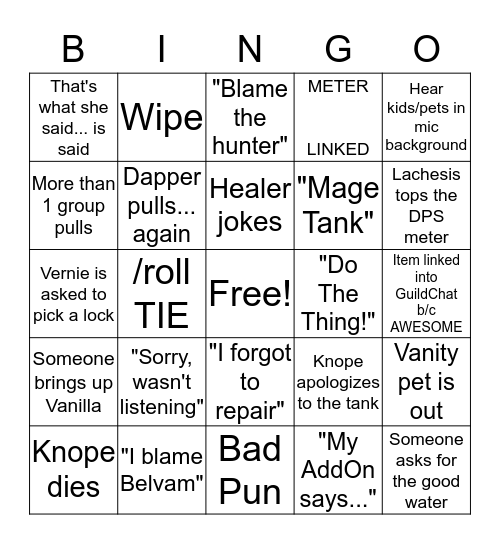Lollipop Guild BINGO Card