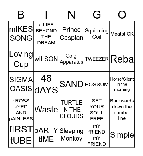 Josh's Ruby Waves Bingo Card