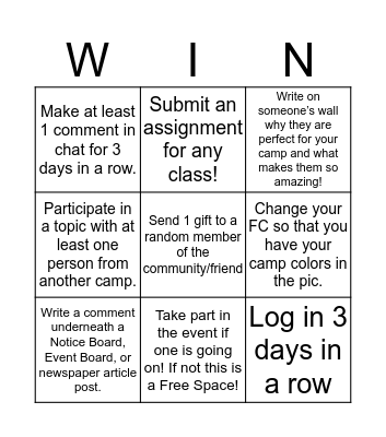 Camp Bingo Cards! Bingo Card