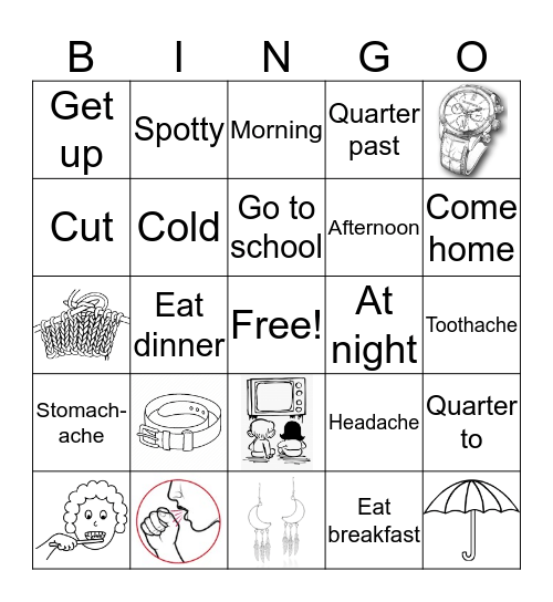 Vocabulary Bingo 4º Bingo Card