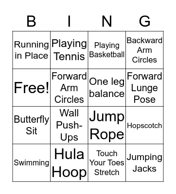 Activity BINGO Card