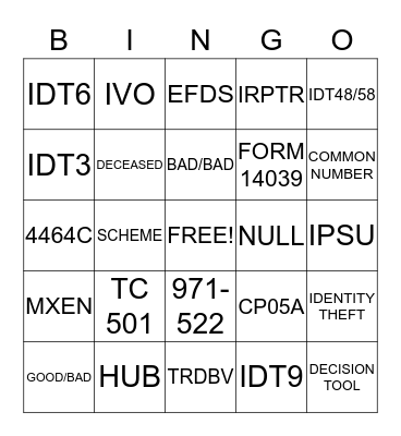 IDT Bingo Card