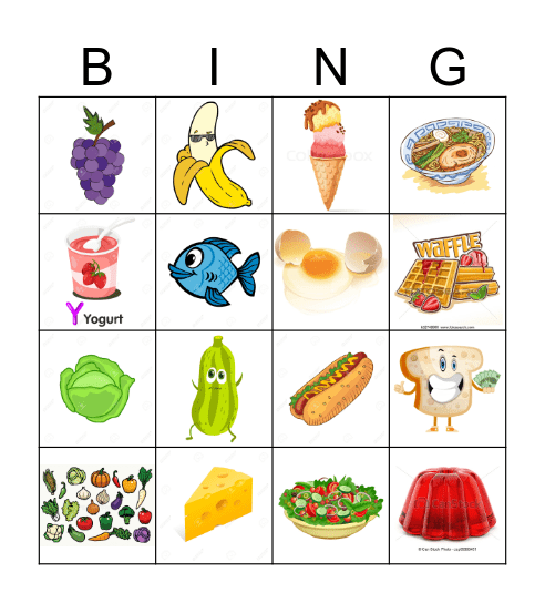 Food Bingo Card