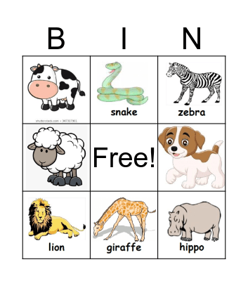 animals Bingo Card