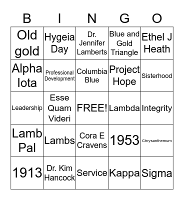 Parent's Day Bingo Card