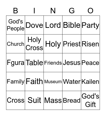 Kialen's Communion Party Game  Bingo Card