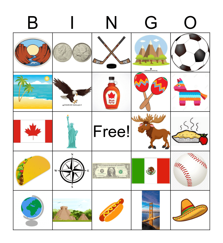 North America Bingo Card