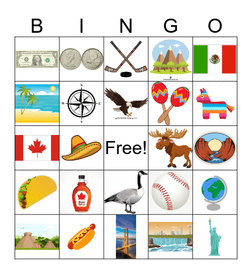 North America Bingo Card