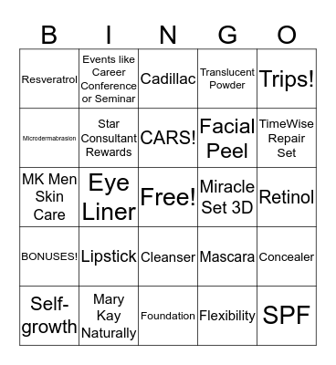 Mary Kay Bingo Card