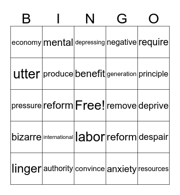 Workshop 6 Bingo Card