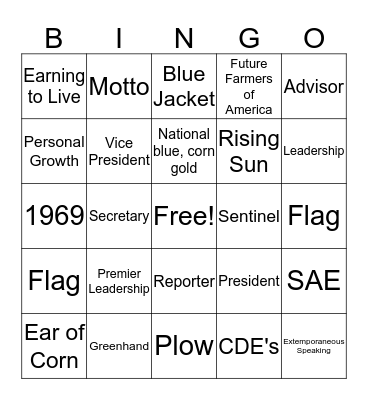 FFA BINGO Card