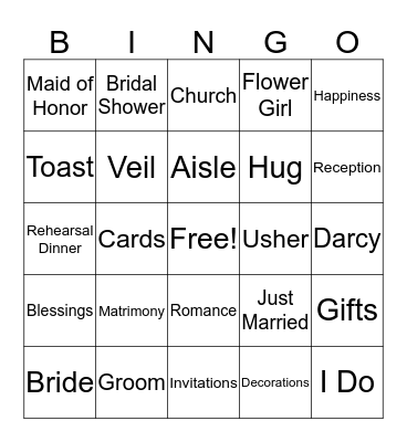 Bridal Shower Bingo Card