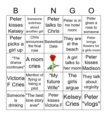 Bachelor BINGO Card