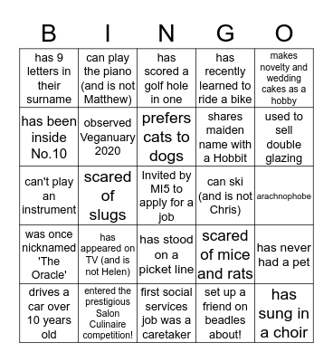 Awayday - Human Bingo - Find someone who Bingo Card
