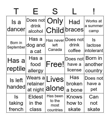 Ice Breaker Bingo Card