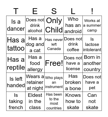 Ice Breaker Bingo Card