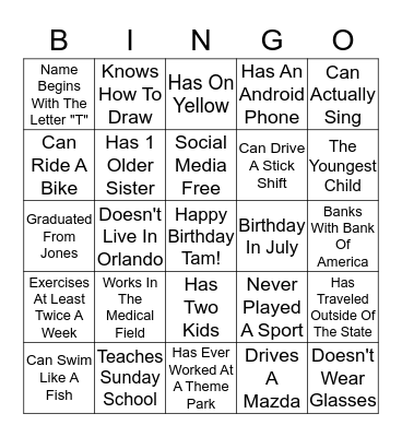 Birthday Bingo Card