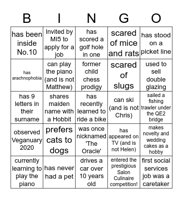 Awayday - Human Bingo - Find someone who Bingo Card