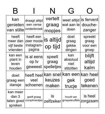 Wie zijn we Bingo Card