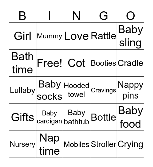 Shanice's Baby Shower Bingo Card