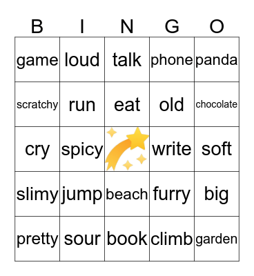 Parts of Speech Bingo Card