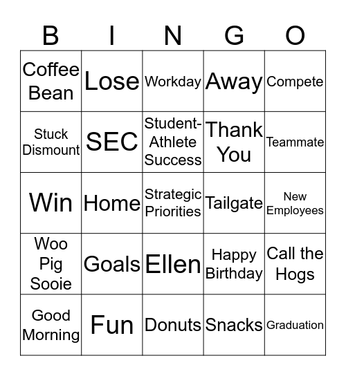 February Department Meeting Bingo Card