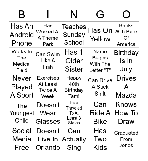 What We Have In Common Bingo Card