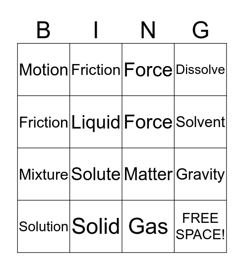 Vocabulary BING Bingo Card