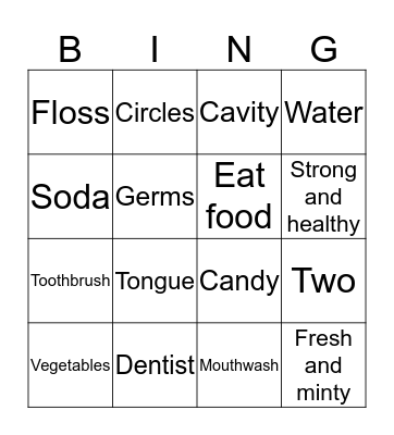 Dental Hygiene Bingo Card