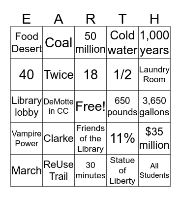 Sustainable Bingo Card