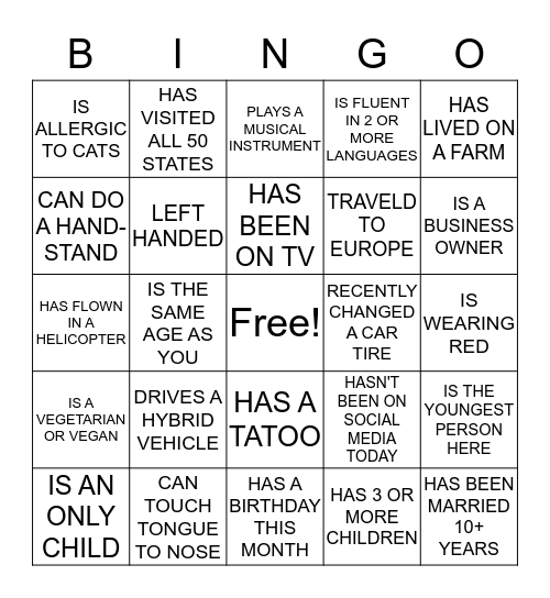 FIND SOMEONE WHO... Bingo Card