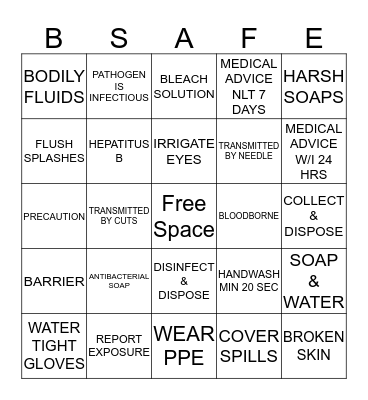 SAFETY  BINGO Card