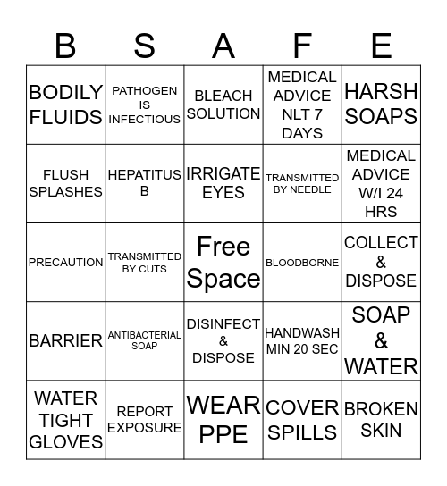 SAFETY  BINGO Card