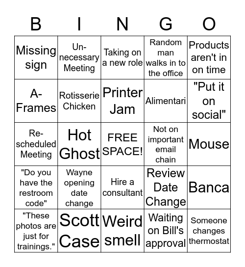 Di Bingo Bros. Bingo Card