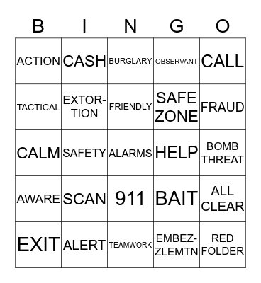 SECURITY Bingo Card