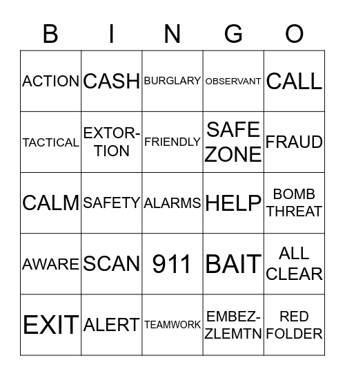 SECURITY Bingo Card
