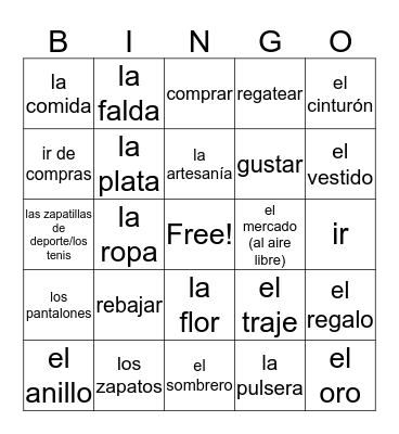 Vocab 2 Bingo Card