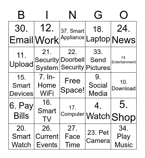 CenturyLink Bingo Card