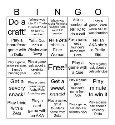 NPHC Carnival Idle Bingo Card