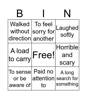 Vocabulary Bingo Card