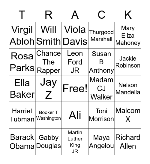 Black History Bingo Card