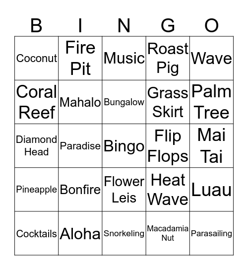 ALOHA BINGO Card