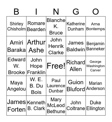 GREATEST AFRICAN AMERICAN Bingo Card