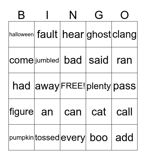 Lesson 6 Bingo Card