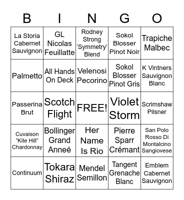 BAR BINGO!!! Bingo Card