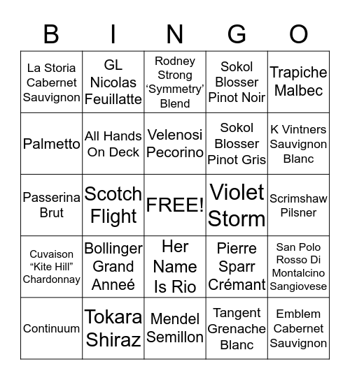 BAR BINGO!!! Bingo Card