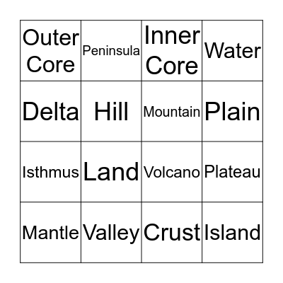 Earth Bingo Card