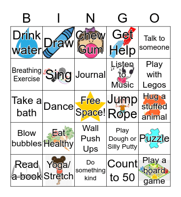 Coping Skills Bingo Card